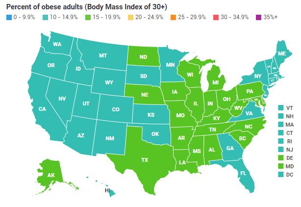 1995 us obesity map